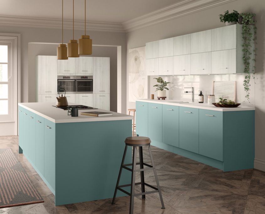 DSI Kitchens Hacienda Light Driftwood & Nordic Blue Main Shot